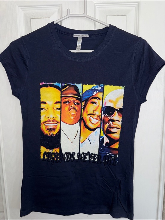 Reserved Tops - Reserved Navy Short-Sleeve Tee with Colorful Hip-Hop Portrait Graphic